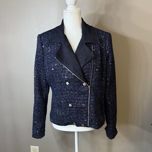 White House Black Market Navy Tweed Blazer